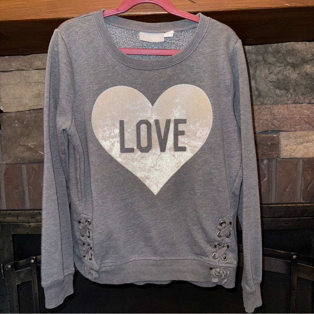 The Children's Place Gray Long Sleeve Crew Neck Sweatshirt with Graphic Design